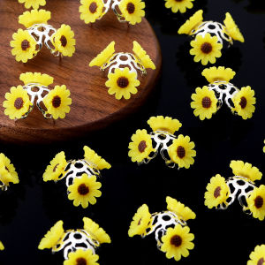 10/15pcs Random Color 23mm Daisy Sunflower Zinc Alloy Spiral Big Hole Beads DIY Bracelet Decor Pen Craft Jewelry Supplies