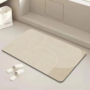 Non-Slip Bath Mat Diatomite Mat with Rubber Padding Soft Super Absorbent Bathroom Rug Foot Mat for Hallway Shower Toilet Mats