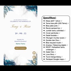 Undangan Digital Website Pernikahan & Khitanan Premium Tema Blue floral