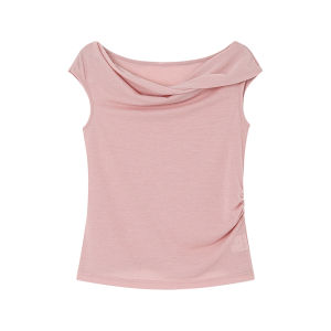 Asymmetrical Design Slit Neck Slim Short Sleeve T-Shirt