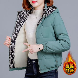 Thickened Fleece Lined Cotton Jacket Womens Winter Coat Midlife Mom Winter Clothes Korean Style Loose Fit Zipper Closure