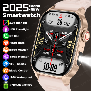 LIGE | LIGE 2026 New Women Smart Watch Flashlight 2.01” HD Display AI Voice Bluetooth Call Sports Watches Health Monitor Smartwatch Men