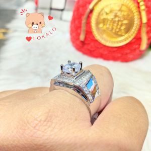(Có Video) Nhẫn Nam Mạ Bạch Kim Đính Đá Cao Cấp - Lokalo - Mang Lên Tay Sang Như Đại Gia 21922