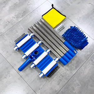 Flexible Vacuum Head Metal Handle Stainless Steel Wheel Axles with side and bottom bristles for pool vacuum