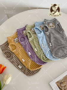 Summer Breathable Pure Cotton Cat Vest Short Sleeve Casual Striped Pet Clothes for Kittens Sphinx Devon Cat Pet Supplies
