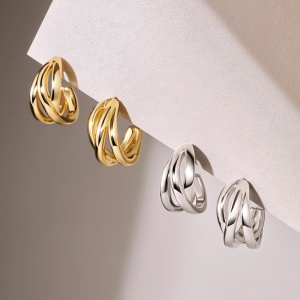 South Korea [Designer] Sterling Silver Needle Wu Qianyu Same Style Earrings Female Gold Stud Earrings Niche Style Fancy Earrings