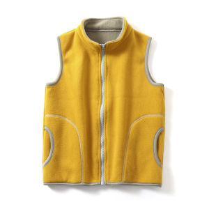 Childrens Fleece Vest Baby Boys Girls Outerwear Spring Autumn Winter Thickened Polyester Fiber Pure Color Casual Style