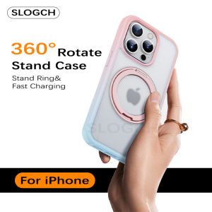 MagSafe 360 ° Rotatable Magnetic Ring Stand Phone Case For iPhone 16 15 14 13 12 Pro Max Plus Translucent Matte Kickstand Cover For iPhone 16 Pro Max Clear Military Shockproof Bracket Casing