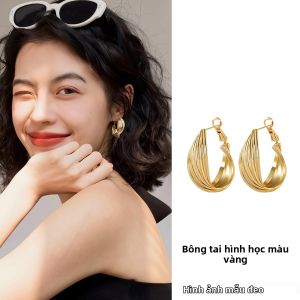 Bông Tai Hình Vòng Möbius Phong Cách Hồng Kông Bạc 925