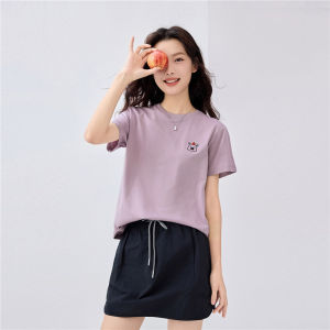 Áo Thun Cotton Tay Ngắn Giordano Thêu Hình Đầu Động Vật Dễ Thương Cổ Tròn Mùa Hè Mới Về Áo Thun Nữ Dáng Rộng Thoải Mái