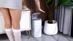 Joybos N21D1 Automatic Trash Can with Lid Battery Model Smart Pressure Suction Bag Trash Can White