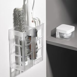 Wall Mounted Storage Boxes Hairdressing Tool Organizer Cosmetic Remote Holder Adhesive Case Bathroom Rack Shelves