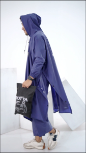 ZOTTA Jas Hujan Ponco Celana Jumbo Tebal dan Kuat Warna Biru Navy