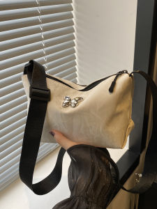 Trendy Small Crossbody Bag for Women Summer 2024 Casual Sport Single Shoulder Butterfly Knot Versatile Dumpling Bag Polyester Lining