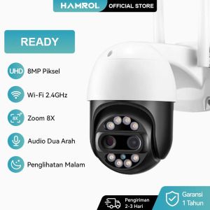 Hamrol Baru 4K 8MP Lensa Ganda 8xHybrid Zoom Ptz IP Kamera Wifi AI Deteksi Manusia Audio CCTV Camera
