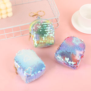 Girls Cute Princess Coin Purse Key Holder Student Macaron Color Mini  Sparkling Wallet Simple Modern Style Keychain Wallet