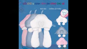 Gối chữ U định hình Gối ôm đa năng hạn chế giật mình méo đầu với dây rút 3 đầu tiện dụng giúp bé sơ sinh ngủ ngon