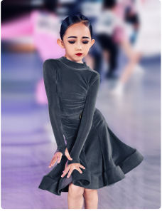 Conny Latin Dance Outfit Womens Standard Competition Costume Professional Blackpool Dance Childrens Performance Fishbone Skirt Long Sleeve