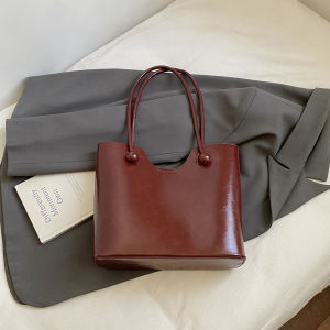 Retro Tote Bag Womens Fashion Minimalist Handbag Artistic Shoulder Bag Popular Element Soft Surface PU Material Daily Use