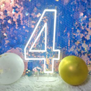 0 to 9 Numbers Neon Sign Birthday Acrylic Lights with Switch for Anniversary Wedding Party Business Beauty Salon Bars Wall Decor