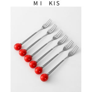 Elegant Stainless Steel Fruit Fork Set Dessert Storage Container Lightweight Mini Forks for Fruit And Cake Serving