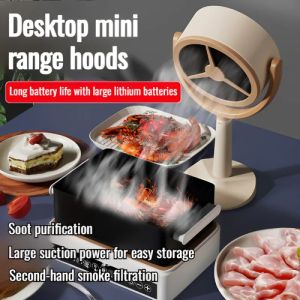 New household desktop small portable high-speed rechargeable range hood with strong suction perfect for barbecues and hot pots. Adjustable angle and powerful airflow.