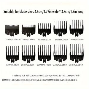 10Pcs Black Plastic Hair Clipper Limit Comb For Men Barber Hair Trimmer Cutting Guide Replacement Attachment Salon Styling Tools