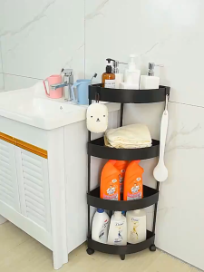3/4/5 Layer Bathroom Corner Shelf Shower Organizer Rack With Wheel Kitchen Rack trolley shelf
