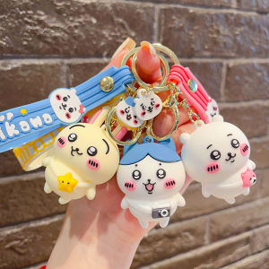 Bandai | Cartoon Chiikawa Hachiware Doll Keychain Kawaii Usagi Student Schoolbag Decoration Hanging Car Keychain Accessory Gifts