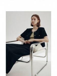 FAMANXUAN | Black Acetate Small Size Female Summer Fashion Jacket