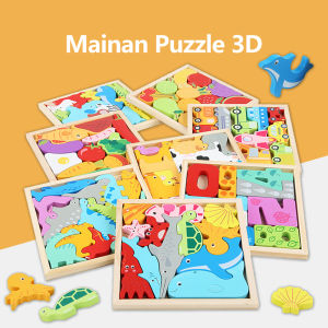 BEVAVAR Mainan edukasi anak puzzle 3d jigsaw puzzle kayu wooden toys cocokkan bentuk