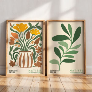 2pcs Retro PosterBohemian Flower Canvas PaintingMatisse Flower Market Art PrintingLiving Room DecorBedroom Aesthetic Design