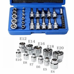 HOL 29PCS Star Socket Bit Kit Tool Female Male Torx E&T Sockets Set Case Mechanics Enginner Wrench Car Repair Tools