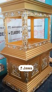 Meja Aquarium 100cm Estetik Minimalis Kayu Jati Jepara 2 Tingkat Rak Serbaguna