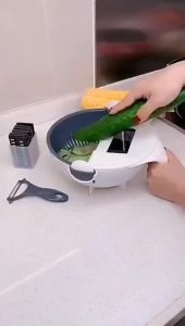 9 in 1 Vegetable Chopper Kitchen Multifunction Drain Basket Detachable Kitchen Gadget