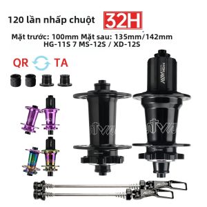 Đùm Xe Đạp MTB 6 Chấu 120 Tiếng Click Hợp Kim Nhôm Bạc Đạn Kín Cho HG Micro Spline Sram XD 8-12 Tốc Độ Tương Thích Trước & Sau