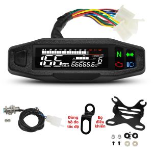 RYSJM | Đồng Hồ Đo Kỹ Thuật Số Đa Năng 12V Cho Xe Máy Hiển Thị Tốc Độ Vòng Tua Máy Mức Dầu Điện Áp Chất Liệu Nhựa ABS Màu Đen Phụ Kiện Xe Máy