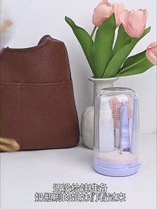 Baby Bottle Travel Brush Set – Portable Cleaning Kit with Bottle Brush Nipple Brush and Silicone Drying Brush