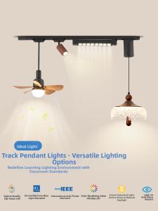LANGSHANGZHAOMING | Retro Walnut-colored Water-drop Shaped Pendant Light for Dining Room and Living Room with Track Lights