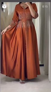 XQY500247  Gaun Pakaian Timbul Muslim Timur Tengah   Gaun Malam Dihiasi Berlian buatan