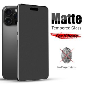 3 Pcs 9H Frosted Matte Anti fingerprints Tempered Glass For iPhone 16 15 Pro Max 14 Plus 13 12 Mini 11 XR X XS 7 8 6 6S Plus SE 2020 Screen Protector