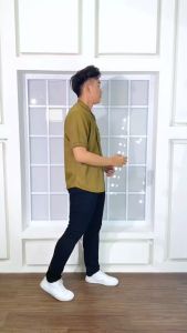 Baju Koko Pria Dewasa Lengan Pendek Polos Hijau Olive Motif Sakha