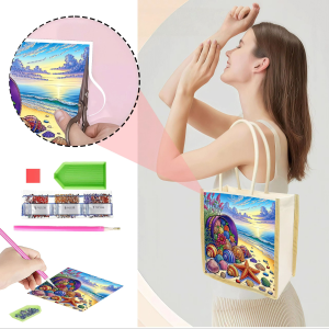 other | 1 Piece Diamond Painting Shopping bag Starfish Pattern canvas Material Interchangeable Pattern Portable Travel bag