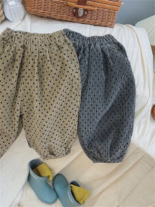 Spring Autumn Polka Dot Harlan Pants Loose Cucumber Long Pants for Boys And Girls Retro Fashion Lantern Pants Korean Style