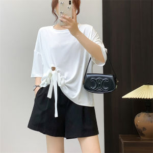 Áo Thun Nữ Tay Ngắn Mùa Hè Màu Trơn Rộng Rãi Thoải Mái Cổ Tròn Thường Ngày Bằng Polyester Áo Thun Cao Cấp Của Sienna