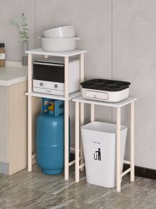 Kitchen Multi-layer Solid Wood Storage Rack Stand Gas Cylinder Pot Holder under Shelf Gap Organizer Modern Simple Style