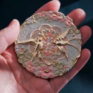 Vintage Chinese Style Mirror Peony Delicate Flower Mini Mirror Cosmetic Tools Portable Pocket Make-up Mirror