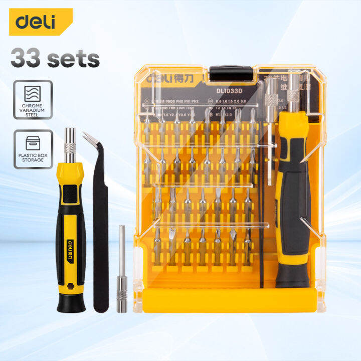 Deli Small Magnetic Repair Tools Kit 33 In 1 Mini Magnetics Precision Screwdriver Set DL1033D