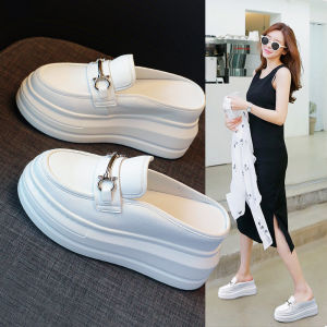 Womens Thick Bottom Platform Slippers Summer 2025 New Versatile Heightening No Back Outdoor Wear Lazy Persons Sandals