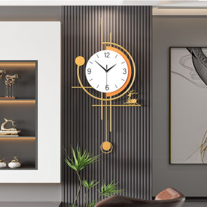 Swinging Deer Quartz Wall Clock Modern Minimalist Living Room Decor Silent Nordic Creative Style round Shape Metal Table Clock